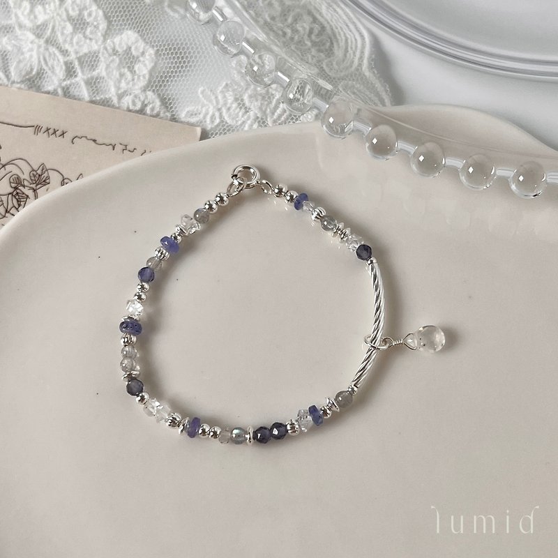 Tanzanite, cordierite, sparkle diamond, labradorite, moonstone/natural crystal bracelet, energy crystal - Bracelets - Crystal Purple