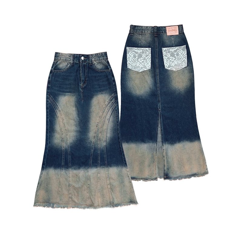 DADDY | Bora Maxi Jeans Skirt กระโปรง maxi skirt สุดน่ารัก - กระโปรง - วัสดุอื่นๆ 