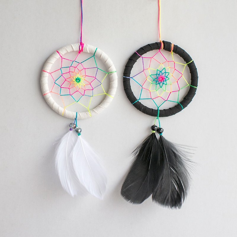 White and Dark Rainbow - Dream Catcher 8cm - Valentine's Day Gift - Charms - Other Materials 
