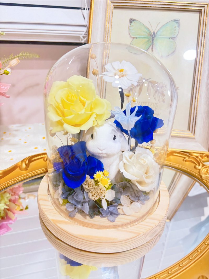 療癒小兔-永生花玻璃罩 - 乾燥花/永生花 - 植物．花 藍色