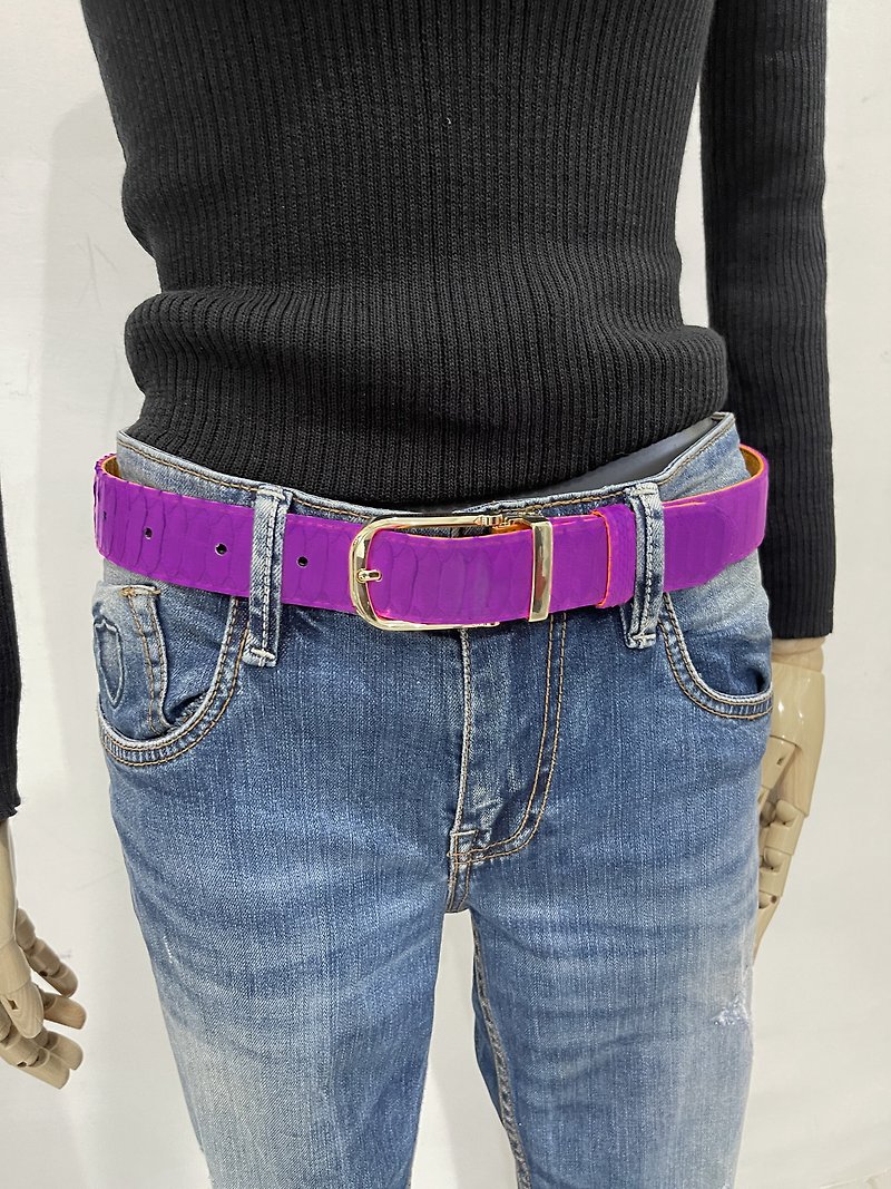 Snakeskin Belt  Python Leather Belt Custom Leather Belt Man Woman Belt - Belts - Genuine Leather Purple