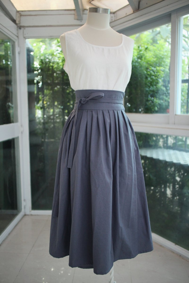 Handmade by Cherry 日常韓服 生活韓服 - 灰藍色韓服裙 2016秋冬Pantone 素色 淨色 牛仔 - 裙子/長裙 - 棉．麻 藍色