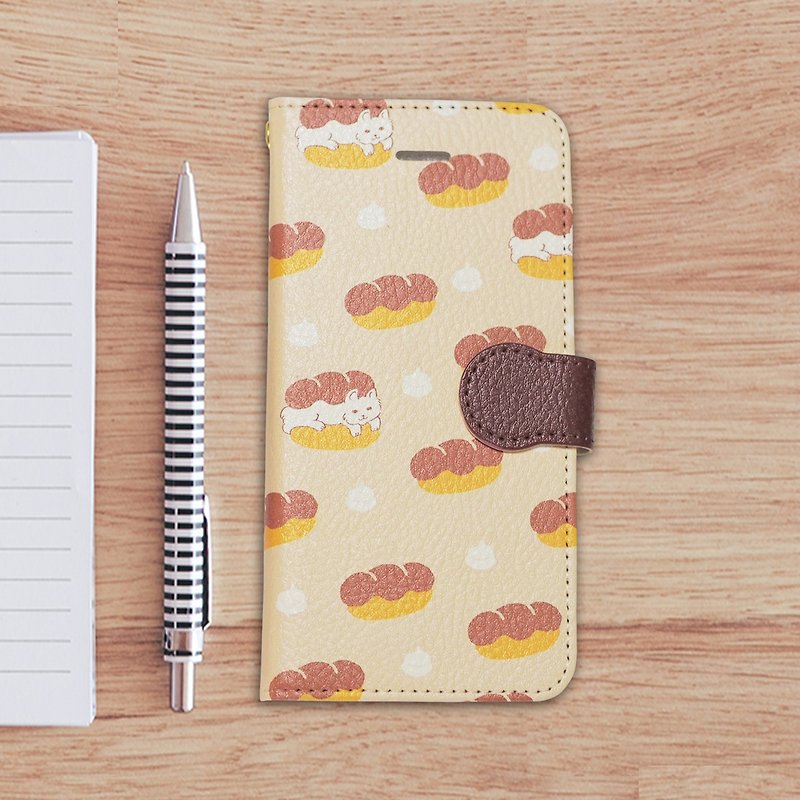 【Notebook type android phone case】Cat-pan - Phone Cases - Other Materials Yellow