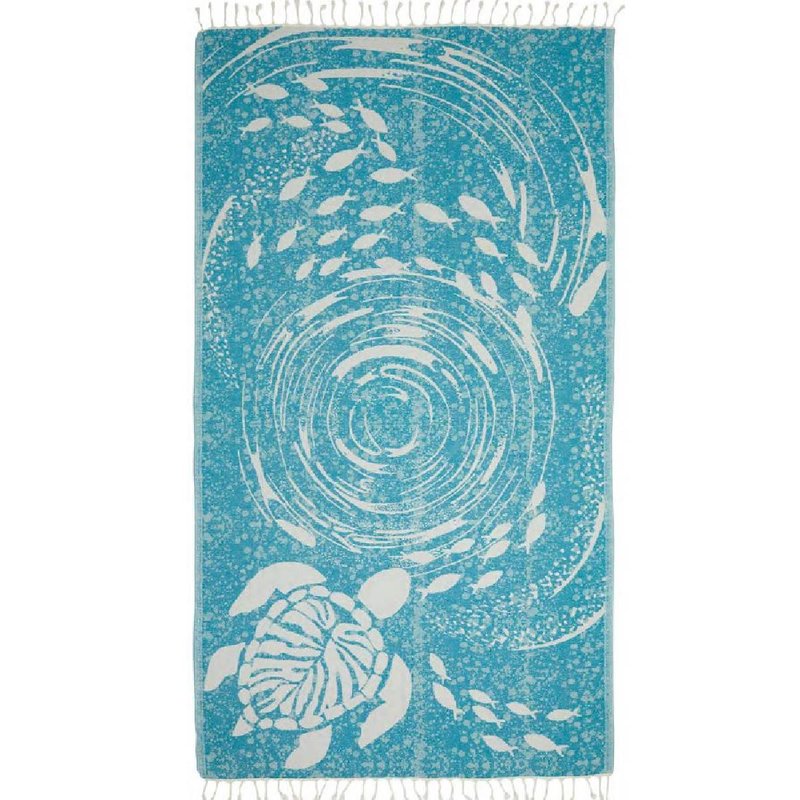 Outdoor Nation 夏日土耳其沙灘巾 / 毛巾 / 海龜幻境-潮水藍 - 毛巾/浴巾 - 棉．麻 藍色