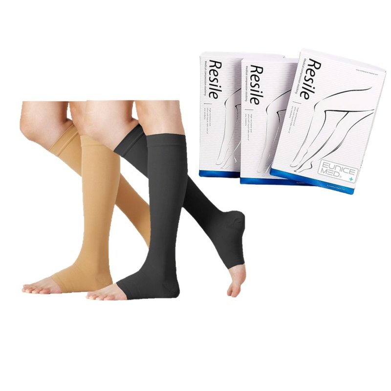 【EuniceMed】Progressive pressure elastic stockings medical auxiliary socks open toe calf socks long standing 3004 - ถุงน่อง - วัสดุอื่นๆ หลากหลายสี