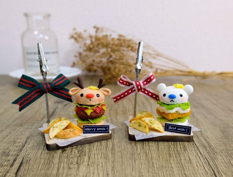 Elk Christmas Hamburger Group Christmas DIY Material Pack Online Teaching Video & Clay Material Pack - อื่นๆ - ดินเหนียว 