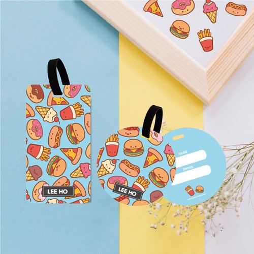 Lee Ho Travel 【客製化吊牌 美味速食】行李吊牌一片就能印/揹包吊飾/生日禮物