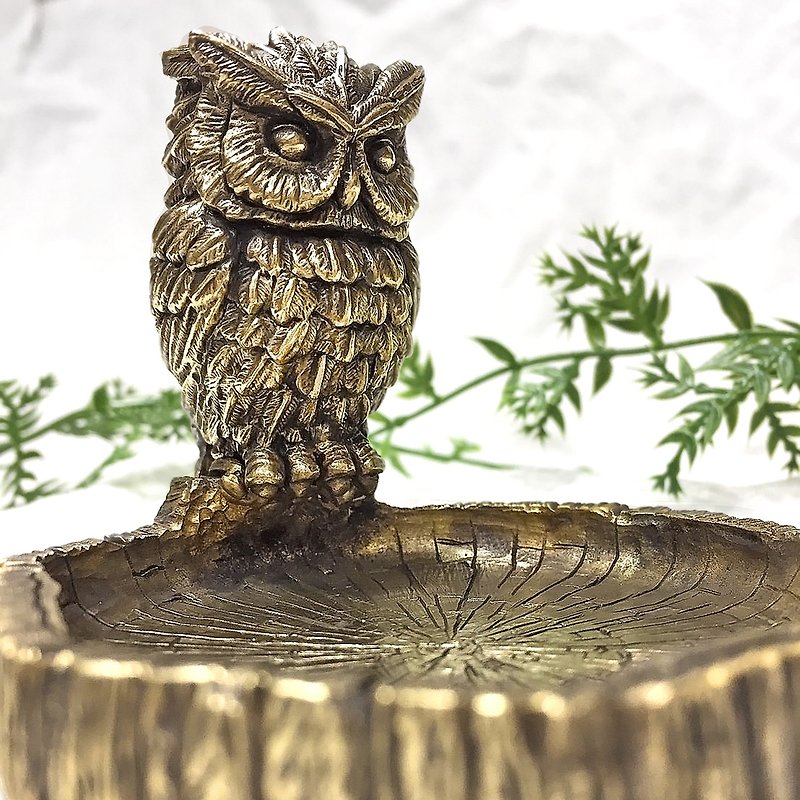 Bronze Owl Shelf Tray - ของวางตกแต่ง - ทองแดงทองเหลือง สีทอง
