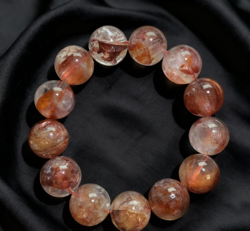 天然紅膠花手串 錦鯉天然水晶手鏈 - 手鍊/手環 - 半寶石 多色