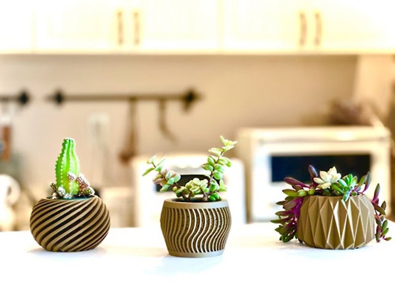 Flowerpot, pot cover, multi-flowerpot, set of 3, No. 2 pot - Pottery & Ceramics - Plastic Brown