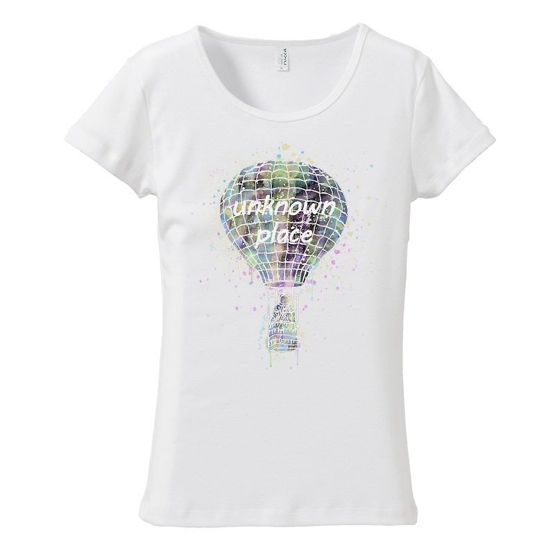 [Women's T-shirt] Space balloon - Women's T-Shirts - Cotton & Hemp White