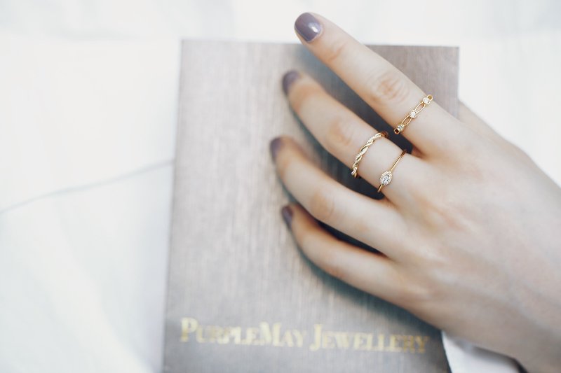 【PurpleMay Jewellery】18k Yellow Gold Twist Ruby / Diamond Thin Ring Band R015 - แหวนคู่ - เครื่องเพชรพลอย 