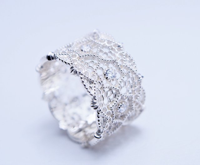 Customized Gift- Lace Collection- Classic Lace Ring (Silver