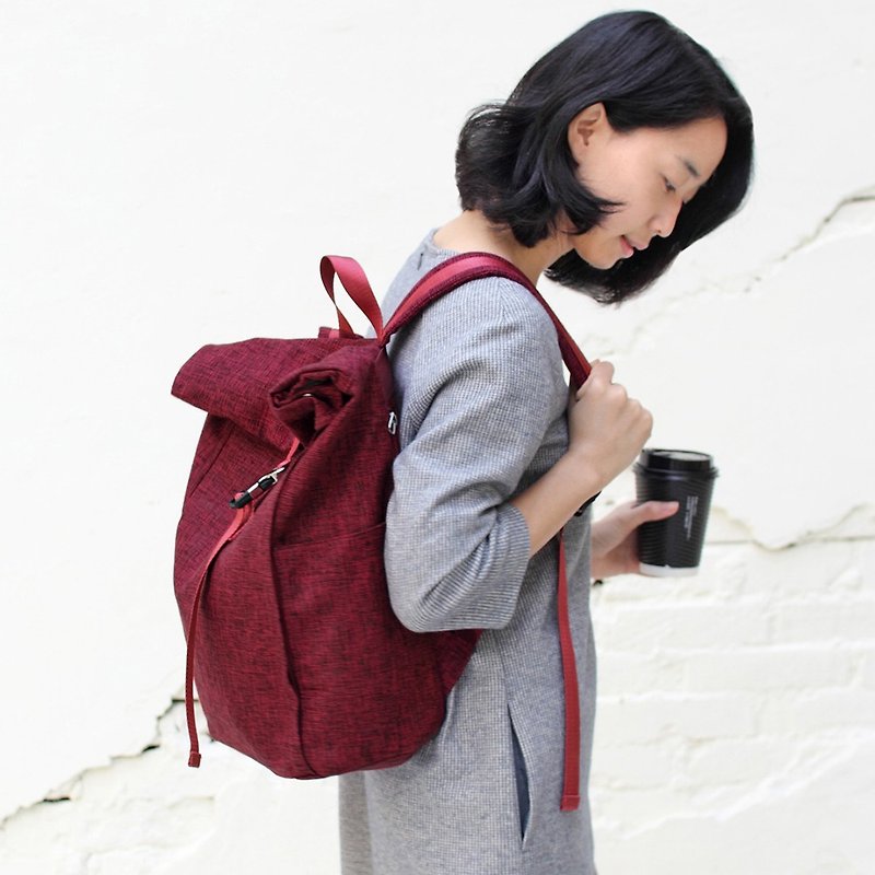 Candice Backpack(Height adjustable)(15.6'' Laptop OK)-red_100453 - กระเป๋าเป้สะพายหลัง - ผ้าฝ้าย/ผ้าลินิน สีแดง