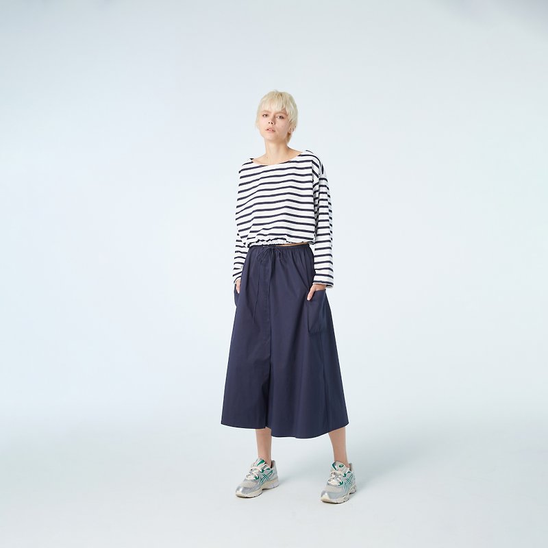 10 MOOn Blue and white striped top - เสื้อผู้หญิง - ผ้าฝ้าย/ผ้าลินิน หลากหลายสี