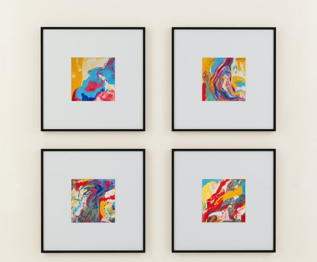 抽象画。 4つの小さな抽象絵画のセット。抽象的な風景。 - ショップ