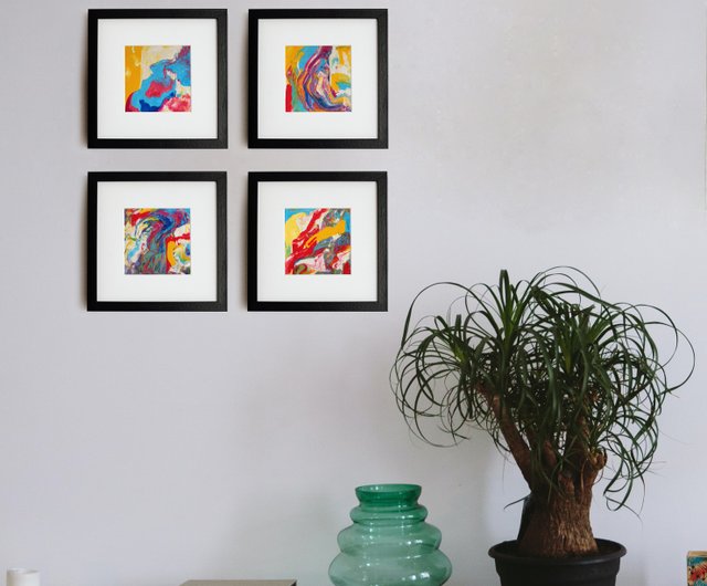 抽象画。 4つの小さな抽象絵画のセット。抽象的な風景。 - ショップ