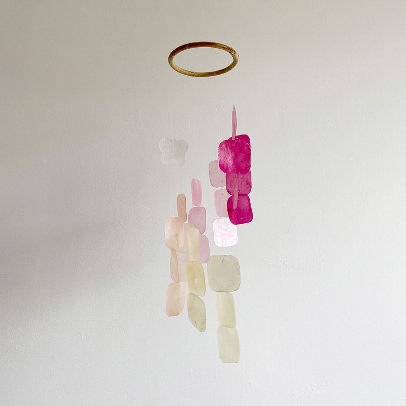 DIY-KIT|Argentina Garden-Pink-Butterfly, Square|Shell Wind Chime Mobile |#0-347 - 其他 - 貝殼 粉紅色