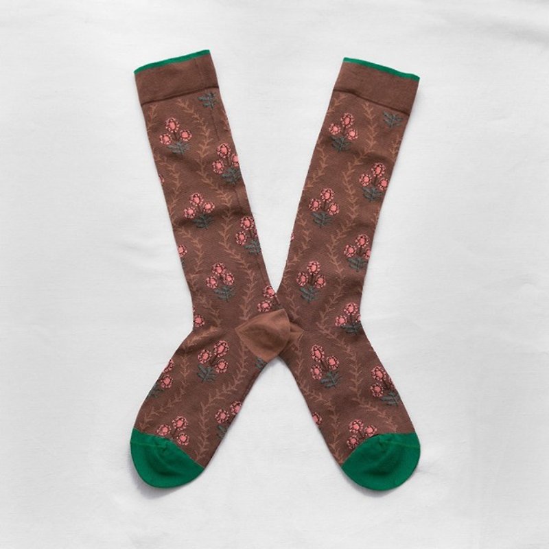 Bonne Maison France socks - vine Waltz (stockings) - ถุงเท้า - ผ้าฝ้าย/ผ้าลินิน 