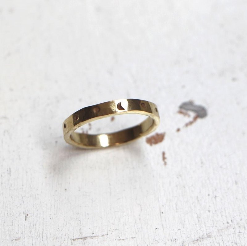 Brass ring moon engraved - General Rings - Other Metals Gold