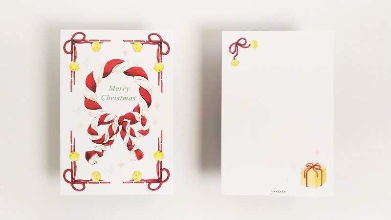 結び目のある花輪のクリスマスカード - カード・はがき - 紙 レッド