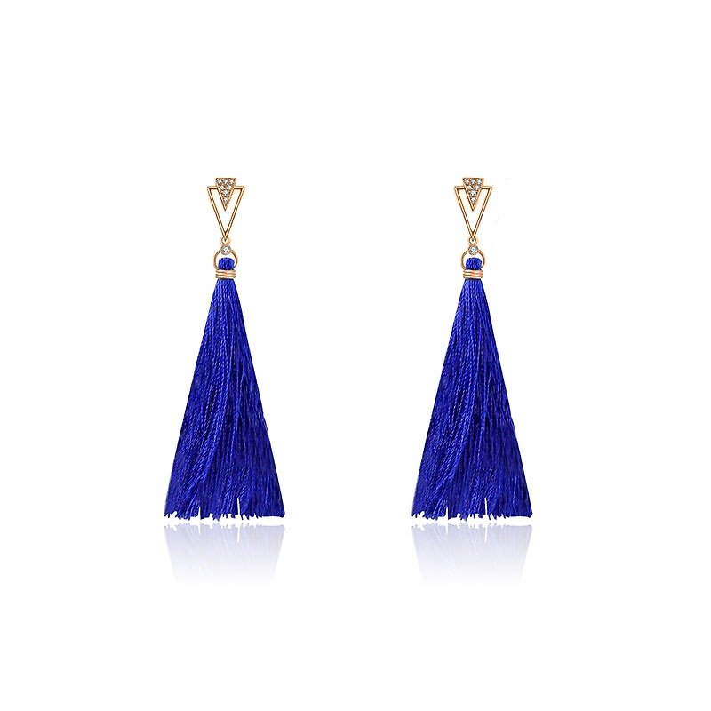 Double Arrow Shape Tassel Diamond Earring - Earrings & Clip-ons - Polyester Blue