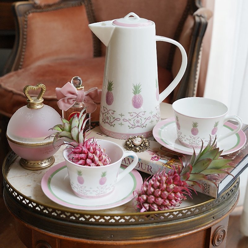 Rococo Pineapple Series Bone China Afternoon Tea Teapot Tea Cup Saucer Gift Box - ถ้วย - เครื่องลายคราม 