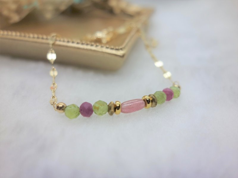 Candy House ~ Tourmaline Peridot Ruby Crystal Bracelet - Bracelets - Crystal Multicolor