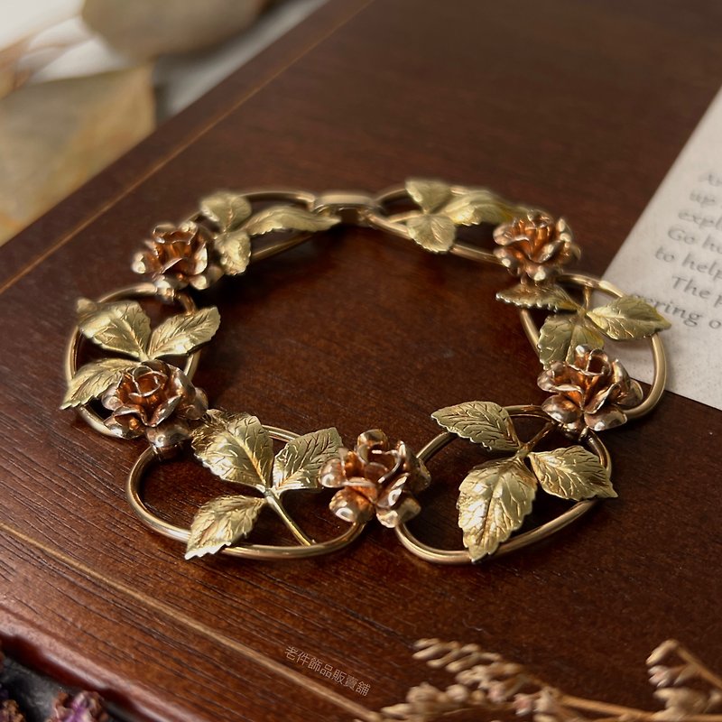 Krementz 14K gold rose and leaf bracelet - Bracelets - Precious Metals Gold
