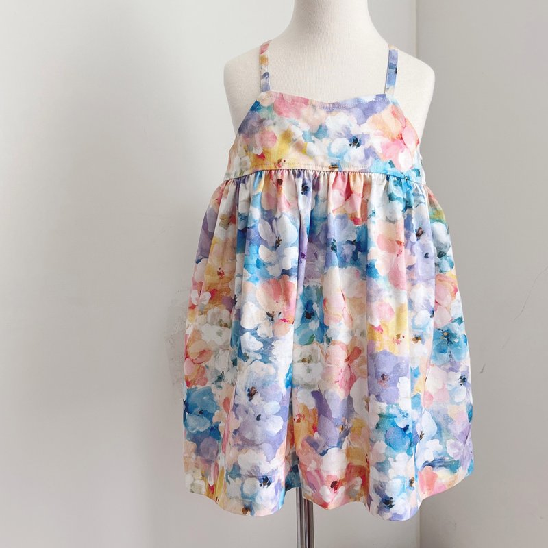 Tipsy summer with strappy dress - กระโปรง - ผ้าฝ้าย/ผ้าลินิน สีน้ำเงิน