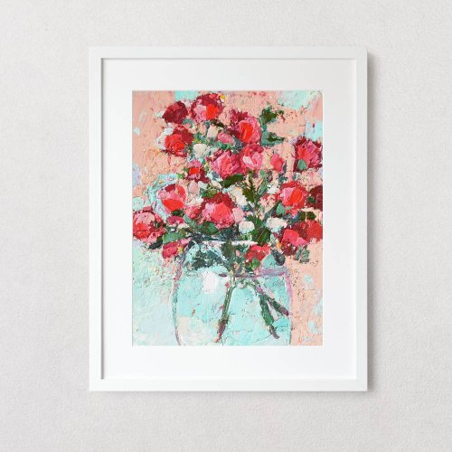 油絵（赤い花） 赤い花（あかいはな） 絵画 油彩画 油絵 木下 博寧 1点物 1点