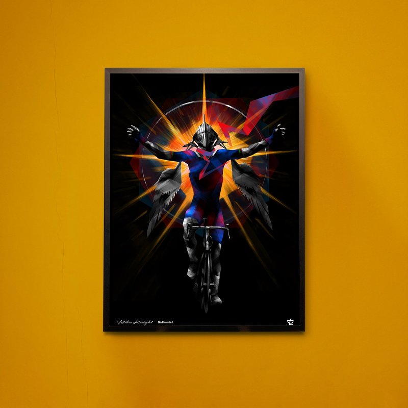 Bike Knight - Nathaniel - Art Print/掛畫/限量 - 海報/掛畫/掛布 - 紙 橘色