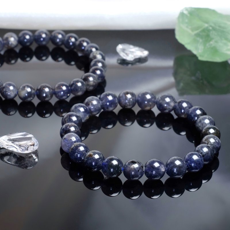 Cordierite Natural Crystal Stress Relief Water Gemstone Throat Chakra Energy Ore Bracelet - สร้อยข้อมือ - คริสตัล สีน้ำเงิน