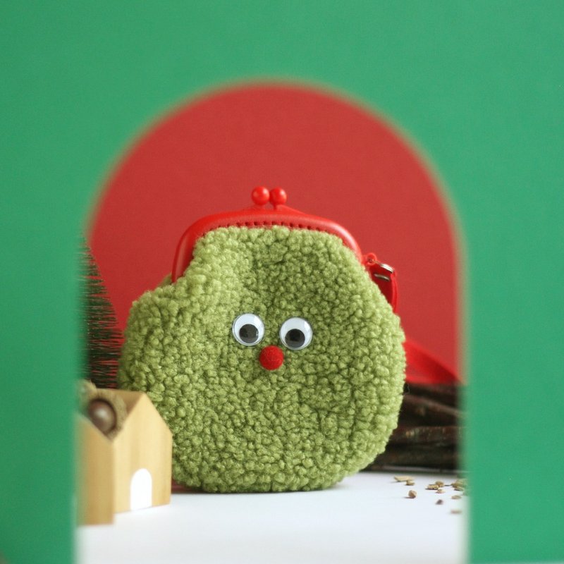 Red and green dog stinky furry monster/gold coin purse - กระเป๋าใส่เหรียญ - วัสดุอื่นๆ สีเขียว