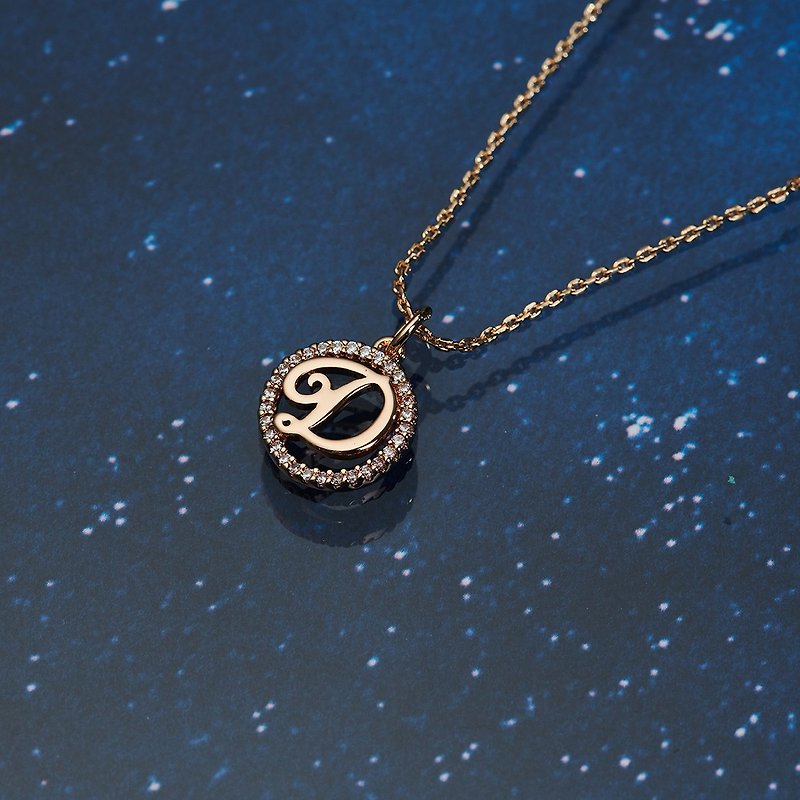 Star Diamond Surrounded by English Letters Necklace | Diamond Necklace | Gold - สร้อยคอ - โรสโกลด์ 