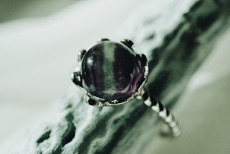 Fluorite 925 silver ring purple green - แหวนทั่วไป - เครื่องเพชรพลอย สีม่วง