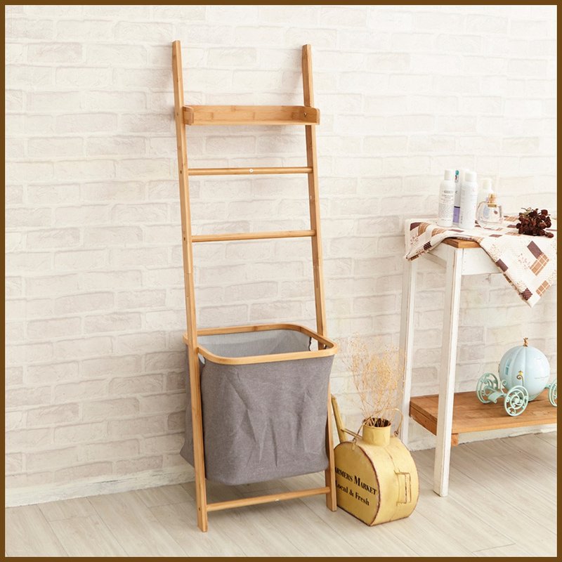 [ikloo] Japanese texture wall-mounted laminate hanger (with clothes basket) - ตะขอที่แขวน - วัสดุอื่นๆ 