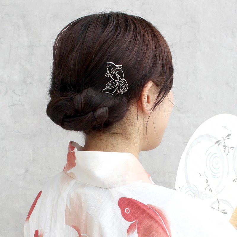 KANZASHI Hair pin  【金鱼 / 琉金鱼】 - 髮夾/髮圈 - 其他金屬 銀色