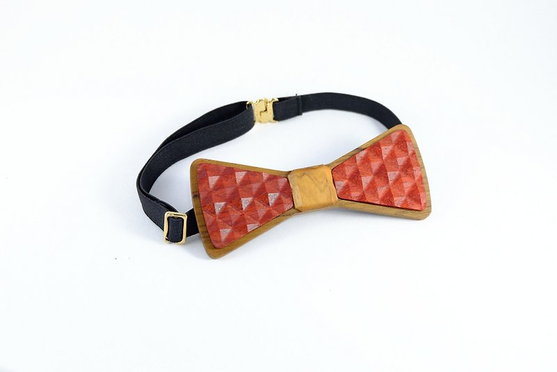 Wood logs tie tie 3D WOOD TIE Milimite creative fashion classic red ceremony Limited - เนคไท/ที่หนีบเนคไท - ไม้ สีแดง