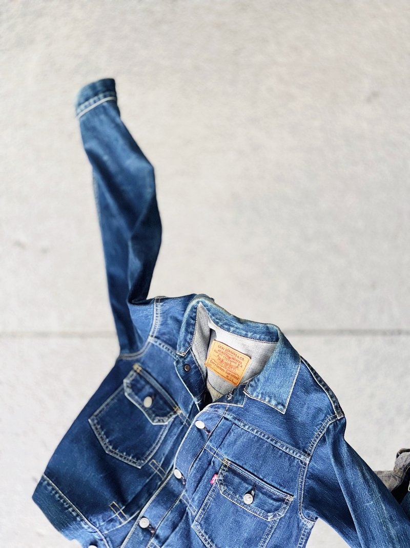 Levis 507xx LVC 經典素面版型 古著丹寧牛仔外套vintage coat - 女大衣/外套 - 棉．麻 藍色