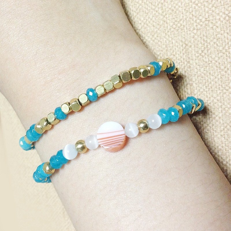 Orange juice◆Natural stone / Gemstone / Brass / Bracelet Jewelry design - Bracelets - Paper Orange