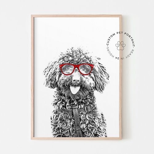 BeArtPortrait 個人化寵物肖像狗戴眼鏡兒童房裝飾貓藝術