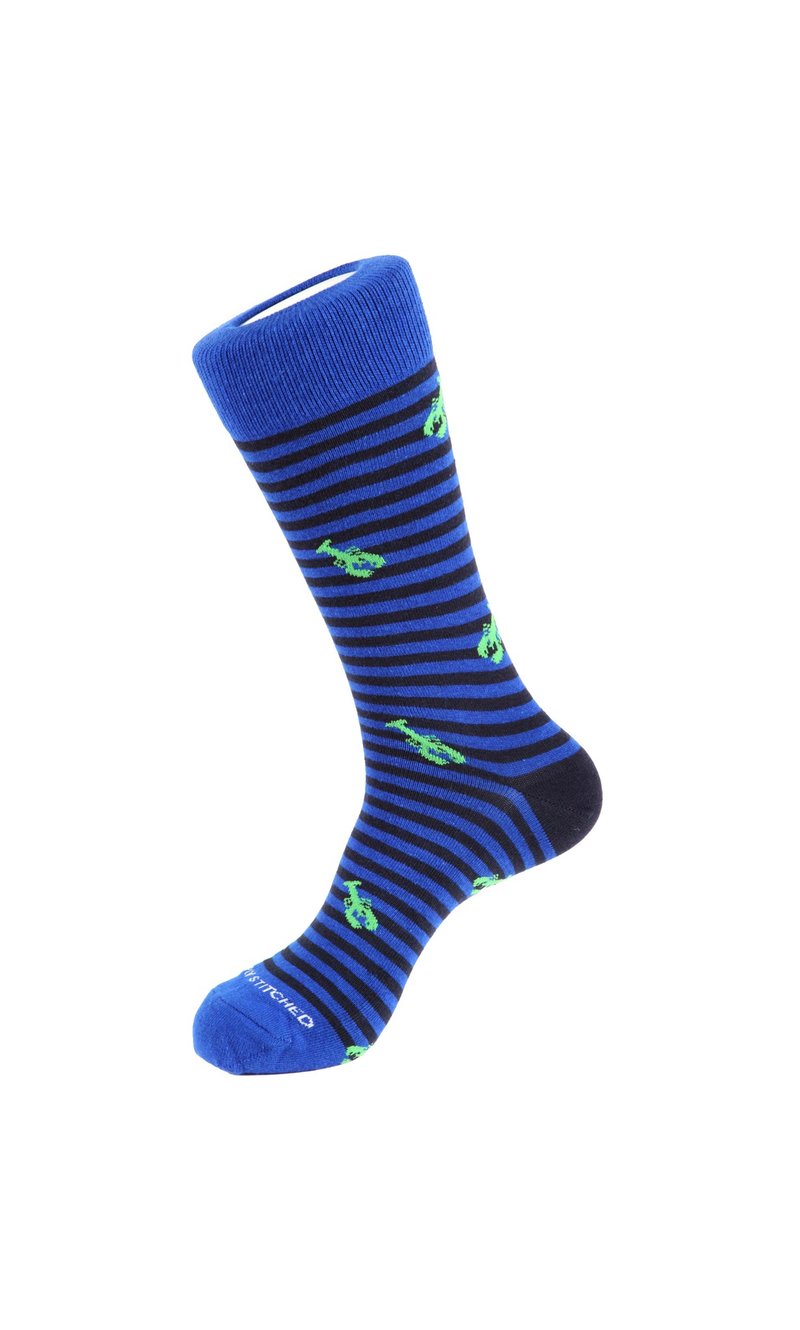 Lobster Socks 龍蝦圖案襪子 by Unsimply Stitched - 襪子 - 棉．麻 藍色