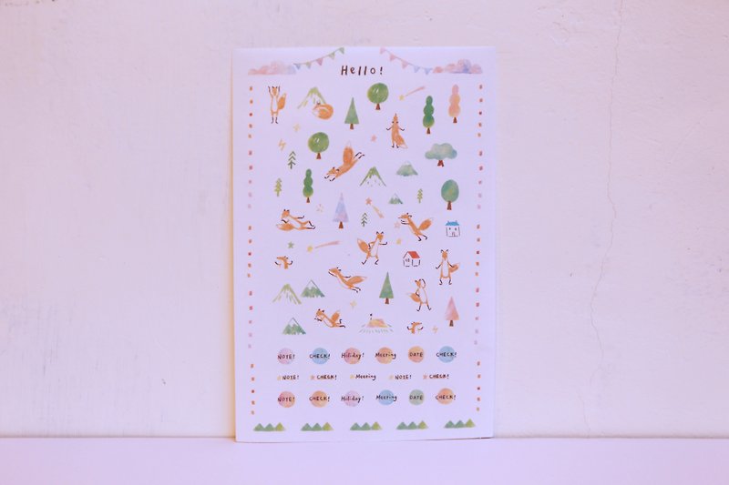 Small fox diary and paper cut type stickers - สติกเกอร์ - กระดาษ 