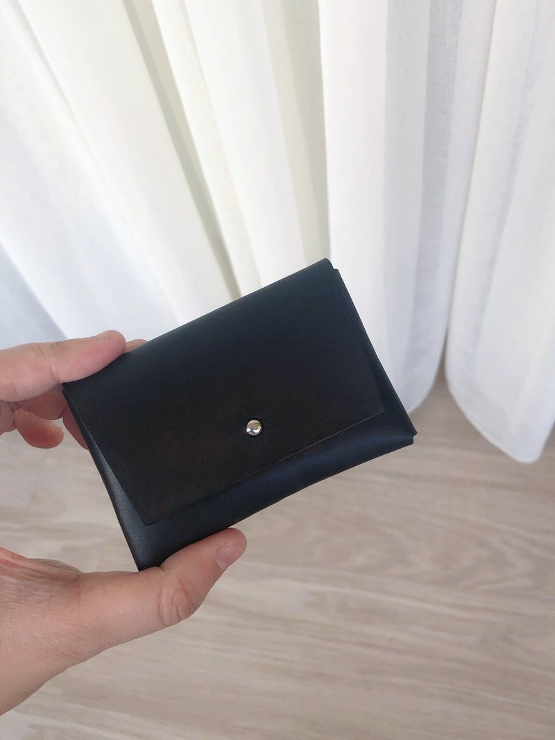 Minimalist style small leather pouch / keybag / coin bag _Black - Card Holders & Cases - Genuine Leather Black