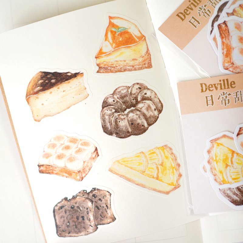 【My Favourite Dessert】Washi Stickers Set - สติกเกอร์ - กระดาษ สีส้ม