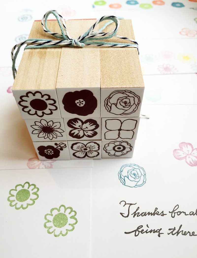 Little flower stamp set - 印章/印台 - 橡膠 咖啡色