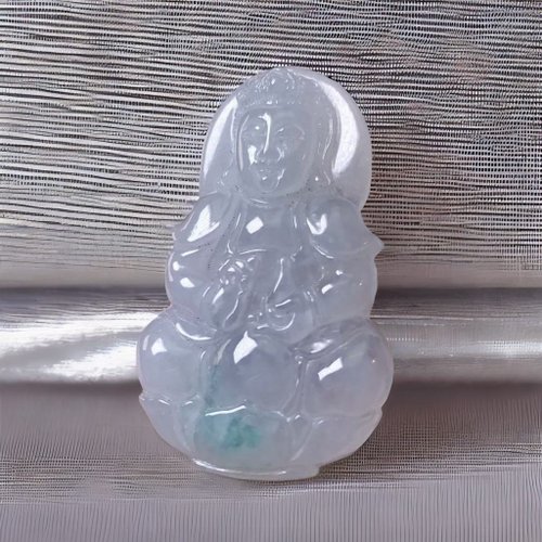 瓔珞翡翠 冰種飄花翡翠觀音菩薩 | 天然緬甸玉A貨翡翠 | 送禮