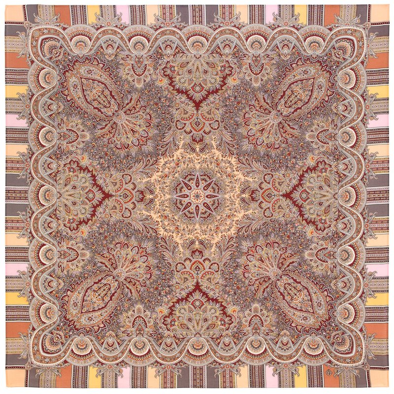 Original Pavlovo Posad Russian Shawl 100% Wool Woolen Scarf 125x125 cm 2017-3 N - 絲巾 - 羊毛 多色