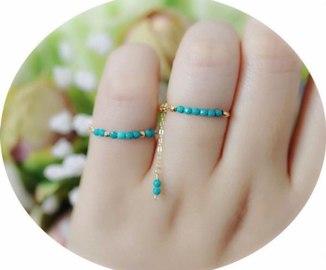 人生の守護石 ターコイズ トルコ石 のチェーンリング 12月誕生石